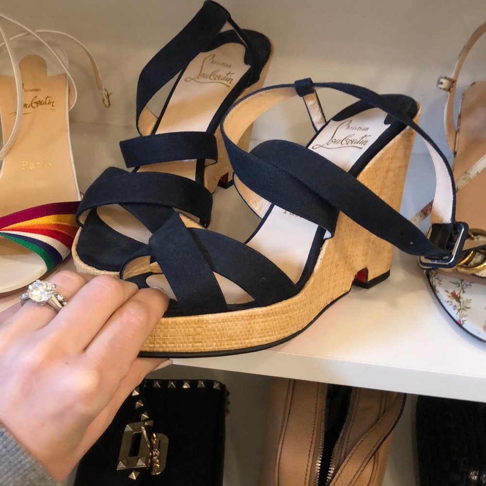 Navy louboutin wedges sz 38